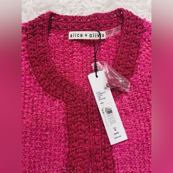 NWT $595 Alice + Olivia Noella Sequin Boucle Cropped Cardigan - Picture 3 of 10